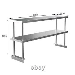 Stainless Steel Over Shelf Prep Work Table Bench Commercial 1/2 Tier Kitchen UK