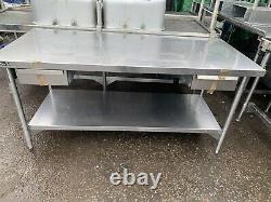 Stainless Steel Prep Table, 2 Draw's, 180(L) x 80(D) x 85(H)cm, Kitchen/Workshop