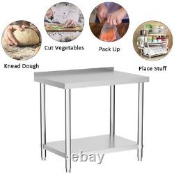 Stainless Steel Prep Table Commercial Catering Kitchen Work Bench with Under Shelf