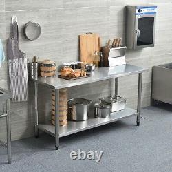 Stainless Steel Rolling Work Table Commercial Catering Table Kitchen Prep Table