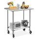 Stainless Steel Rolling Work Table Heavy Duty Kitchen Work Bench With Lower Shelf