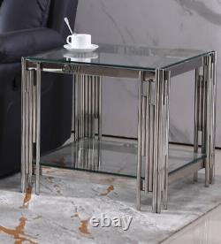 Stainless Steel Silver End Table