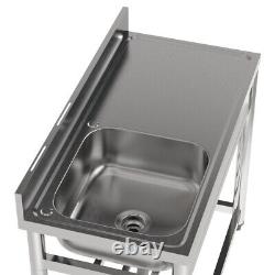 Stainless Steel Sink With Right Platform Catering Kitchen Work Bench Wash Table