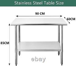 Stainless Steel Table 900 x 600 x 850mm Commercial Kitchen Restaurant UK