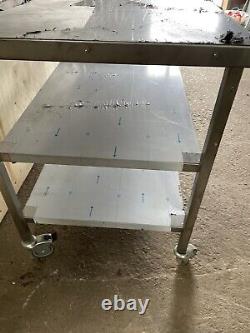 Stainless Steel Table Double Undershelf On Wheels New 1400mm Long