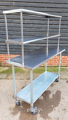 Stainless Steel Table with Double Overshelf Kitchen Prep 1.5mx0.6m £150+VAT