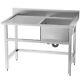 Stainless Steel Wash Hand Sink Kitchen Catering Prep Table Basin Commercial 4ft