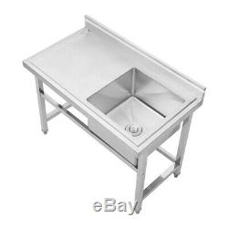 Stainless Steel Wash Hand Sink Kitchen Catering Prep Table Basin Commercial 4FT