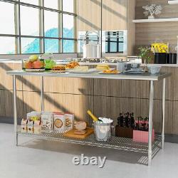 Stainless Steel WorkTop Prep Bench Commercial Catering Table Kitchen Equip Table