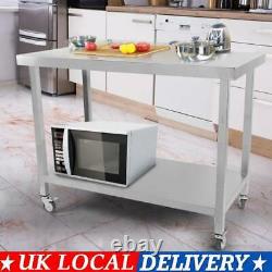 Stainless Steel Work Bench Commercial Catering Table Kitchen Food Prep Trolley