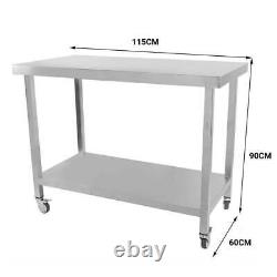 Stainless Steel Work Bench Commercial Catering Table Kitchen Food Prep Trolley