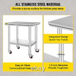 Stainless Steel Work Table 4 Casters For Undershelf Bar worktable Rectangular