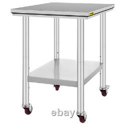 Stainless Steel Work Table 4 Casters For Undershelf Bar worktable Rectangular