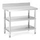 Stainless Steel Work Table Prep Table 100 X 60 X 16.5cm Upstand 199kg 2 Shelves