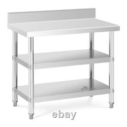 Stainless Steel Work Table Prep Table 100 x 60 x 16.5cm Upstand 199kg 2 Shelves