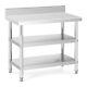 Stainless Steel Work Table Prep Table 100 X 60 X 16.5cm Upstand 199kg 2 Shelves