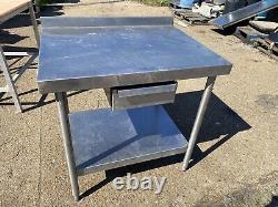 Stainless steel commercial work table with centre drawer