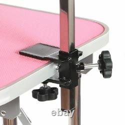 Stainless steel dog grooming table large portable mobile pet pink by Pedigroom