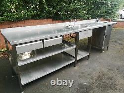Stainless steel table with sink