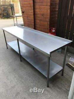 Stainless steel table work bench with under-shelf fully welded (2250mm x 640mm)