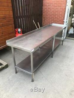 Stainless steel table work bench with under-shelf fully welded (2250mm x 640mm)