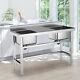 Steel Commercial Kitchen Sink Catering 2 Bowl Wash Table With Middle Platform