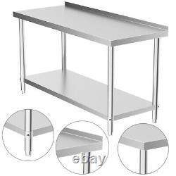 Commercial Catering Stainless Steel Table Overshelf Kitchen Prep Work Bench Set
