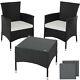 Steel Poly Rattan Garden Furniture Set Patio Wicker 2x Chair 1x Table Black New