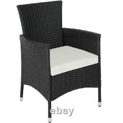 Steel Poly Rattan Garden Furniture Set Patio Wicker 2x Chair 1x Table black new