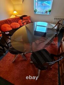 Stunning 70'S Chromcraft dining set smoked glass oval table & 4 lucite chairs