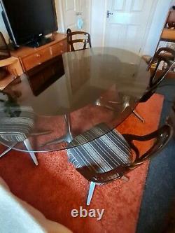Stunning 70'S Chromcraft dining set smoked glass oval table & 4 lucite chairs