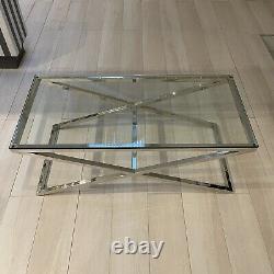 Stunning John Lewis Glass & Polished Stainless Steel Coffee Table Cost £400