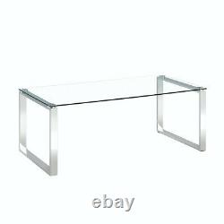 Tempered Glass Coffee Table Stainless Steel Chrome Legs Living Room Furniture
