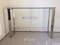 Tempered Glass Console Table Stainless Steel Chrome Legs