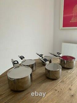 Terence Conran set of 5 stainless steel saucepans