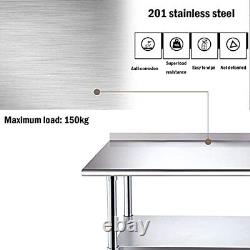 Tonchean Stainless Steel Prep Table Double Layer Commercial Kitchen Work Table