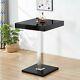 Topaz Glass Top Bar Table In Black High Gloss Stainless Steel