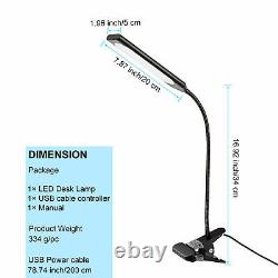 USB Clip On Desk Lamp Flexible Clamp Reading Light LED Bed Table Bedside Night
