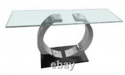 Ultra modern Glass/Stainless Steel Hallway Console Table/Black Base