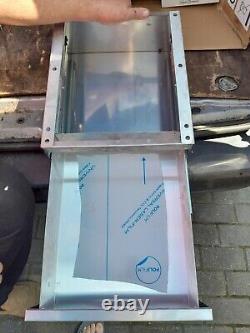 Under table mounted drawer unit with tray insert, stainless steel