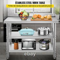 VEVOR Commercial Stainless Steel Table BBQ Prep Table 60x14x33In Restaurant