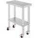 Vevor Commercial Work Bench Table Kitchen 60x30cm Withcaster Stainless Steel Prep