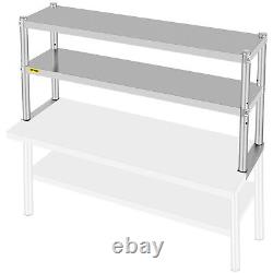 VEVOR Double Overshelf Stainless Steel Overshelf 2-Tier 12 x 48 for Prep Table