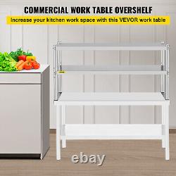 VEVOR Double Overshelf Stainless Steel Overshelf 2-Tier 12 x 48 for Prep Table