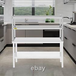 VEVOR Double Overshelf Stainless Steel Overshelf 2-Tier 12 x 48 for Prep Table