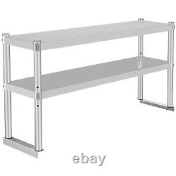 VEVOR Double Overshelf Stainless Steel Overshelf 2-Tier 12 x 48 for Prep Table