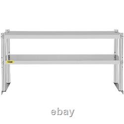 VEVOR Double Overshelf Stainless Steel Overshelf 2-Tier 12 x 48 for Prep Table