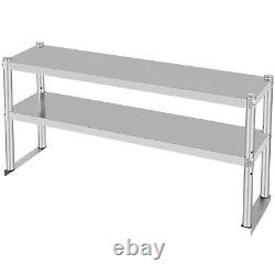 VEVOR Double Overshelf Stainless Steel Overshelf 2-Tier 12 x 48 for Prep Table