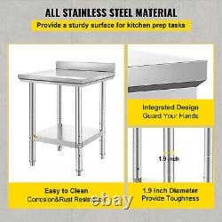 VEVOR Kitchen Work Bench 60X60X80 Stainless Steel Catering Prep Table Worktop
