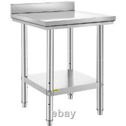 VEVOR Kitchen Work Bench 60X60X80 Stainless Steel Catering Prep Table Worktop